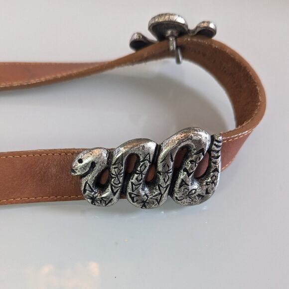 Guess Vintage 90\'s Brown Leather Belt Metal Cactus Snake Chili Pepper Accents main image 5